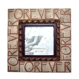 Vintage Y2K FOREVER Picture Frame 4X4, Demdaco Heartstone Bill Stross faux stone